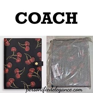NEW Coach Limited Edition Cherry Print Black Red Smooth Leather Notebook Journal
